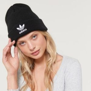 Womens Adidas Originals Trefoil Logo Black Beanie